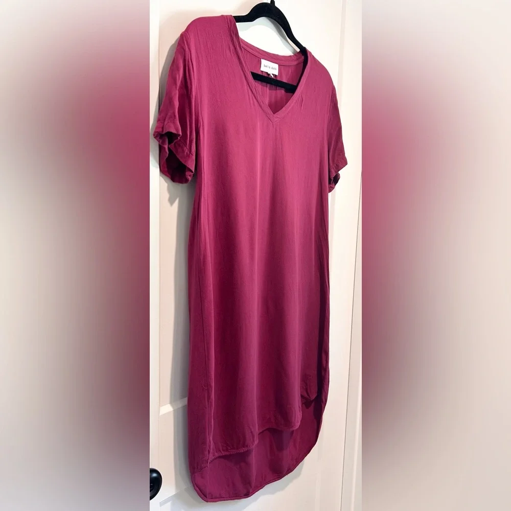 Bella Dahl Magenta High Low Dress Small Soft Rayon Tunic Dress Resort Vacation